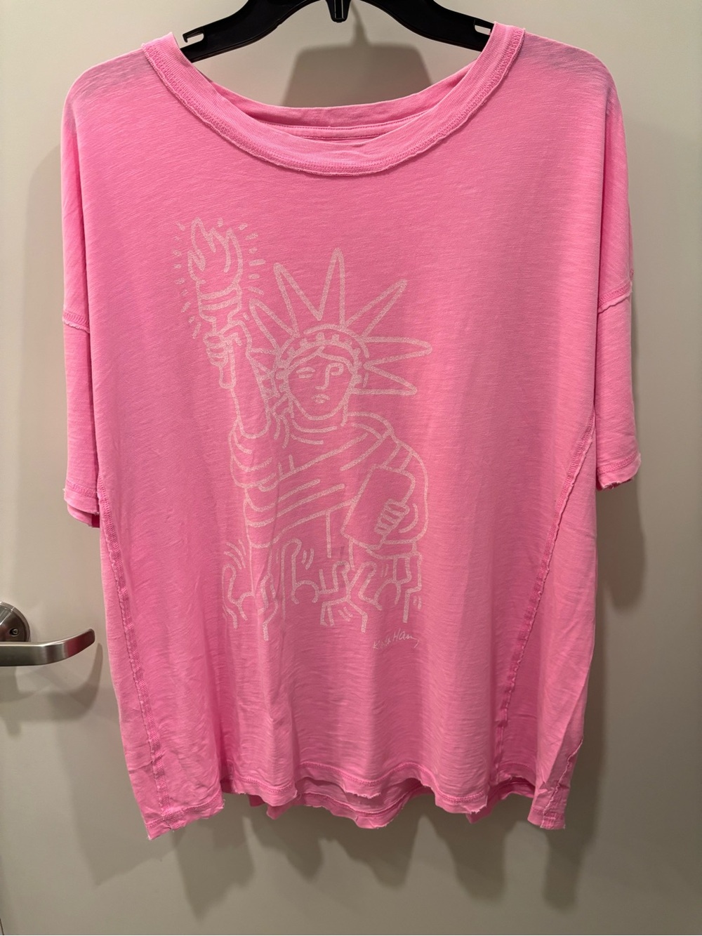 Aerie Pink Graphic Statue of Liberty Oversized Tee
